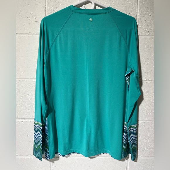Prana Long Sleeved Rash Guard Swim Shirt Polyester Aqua XL B6 - Picture 2 of 10
